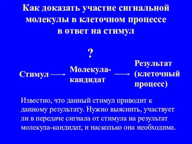 Как доказать участие сигнальной молекулы в клеточном процессе в ответ на стимул