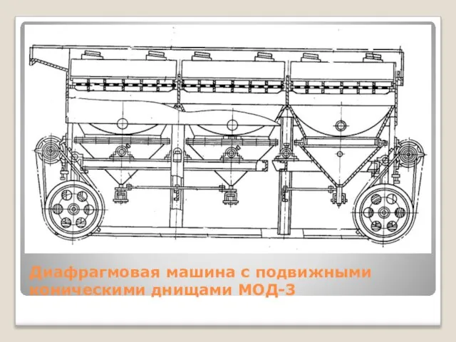 Диафрагмовая машина с подвижными коническими днищами МОД-3