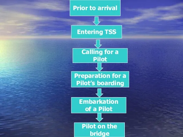 Prior to arrival Preparation for a Pilot’s boarding Entering TSS Calling for