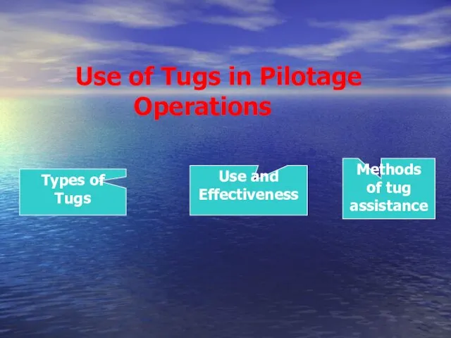 Use of Tugs in Pilotage Operations Types of Tugs Use and Effectiveness Methods of tug assistance