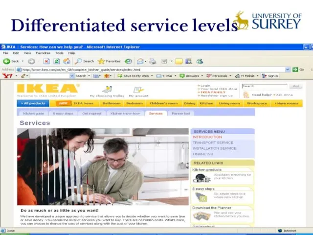 Differentiated service levels