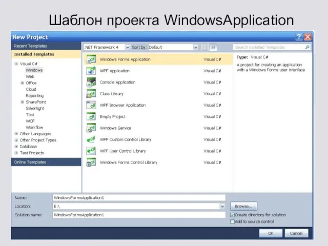 Шаблон проекта WindowsApplication