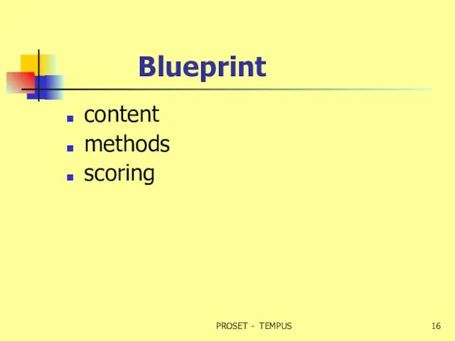 Blueprint content methods scoring PROSET - TEMPUS