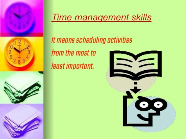 Time management skills It means scheduling activities from the most to least important.