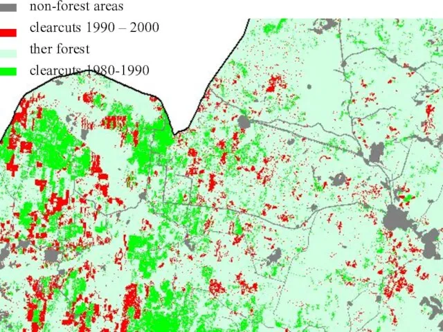 non-forest areas clearcuts 1990 – 2000 ther forest clearcuts 1980-1990