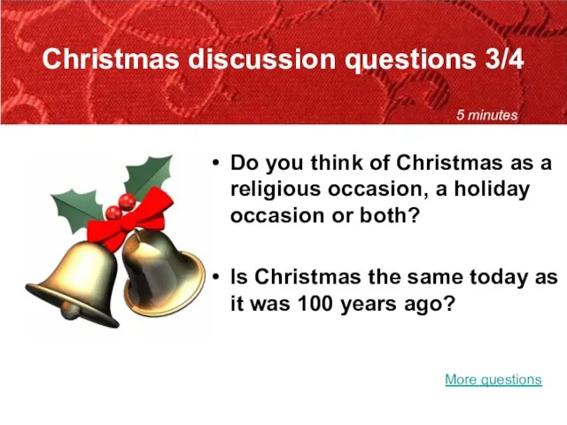 Do you think of Christmas as a religious occasion, a holiday occasion
