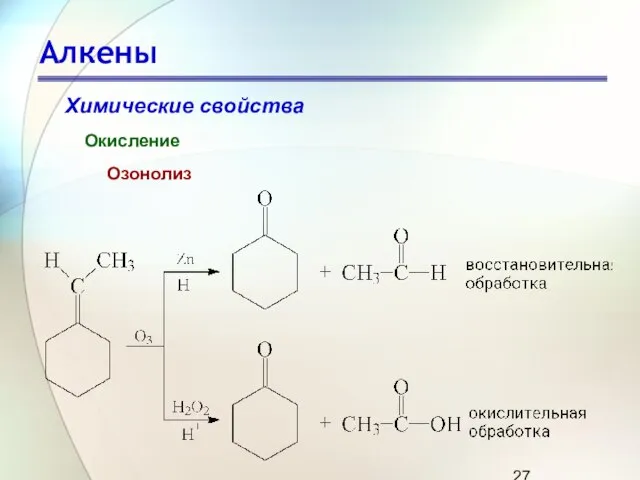 Алкены Химические свойства Окисление Озонолиз