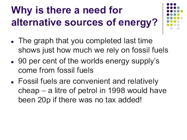 Why is there a need for alternative sources of energy? The graph