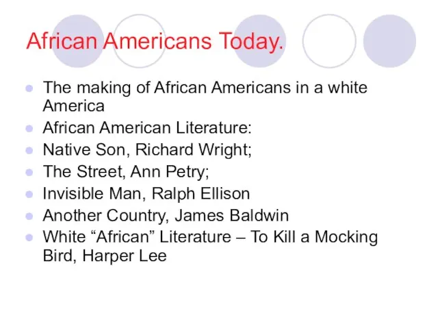 African Americans Today. The making of African Americans in a white America