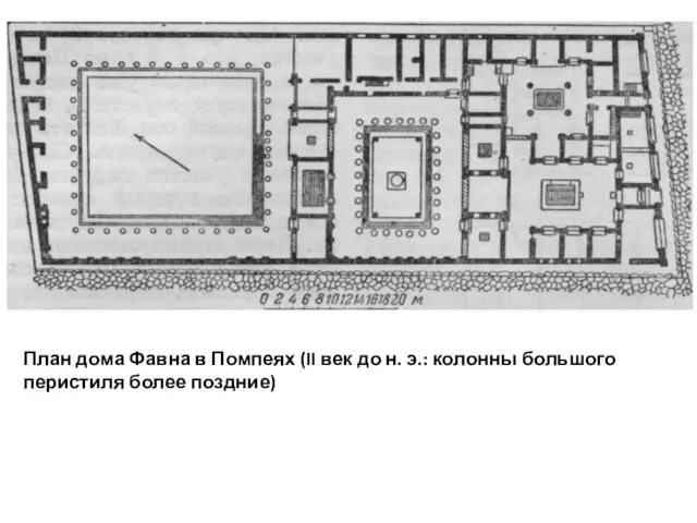 План дома Фавна в Помпеях (II век до н. э.: колонны большого перистиля более поздние)