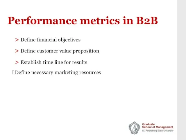 Performance metrics in B2B > Define financial objectives > Define customer value