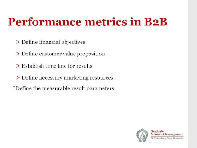 Performance metrics in B2B > Define financial objectives > Define customer value