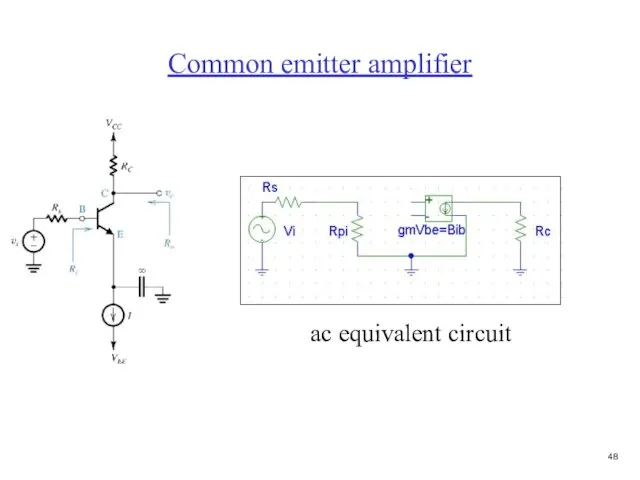 Common emitter amplifier ac equivalent circuit