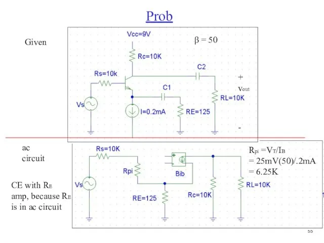 Prob ac circuit CE with RE amp, because RE is in ac