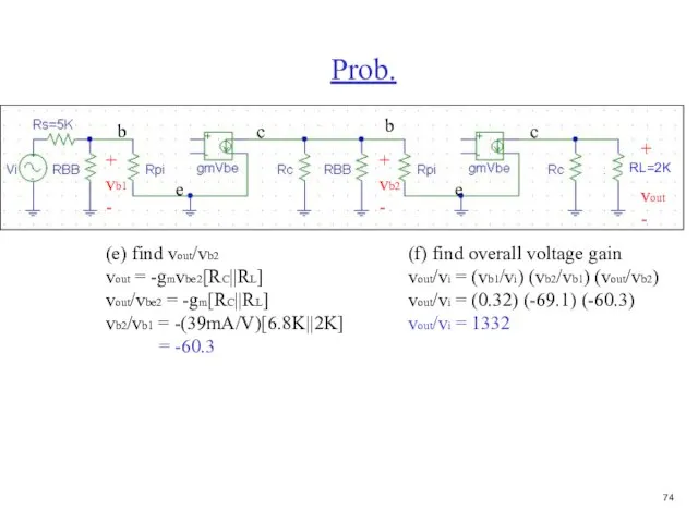 Prob. b c e + vout - (e) find vout/vb2 vout =