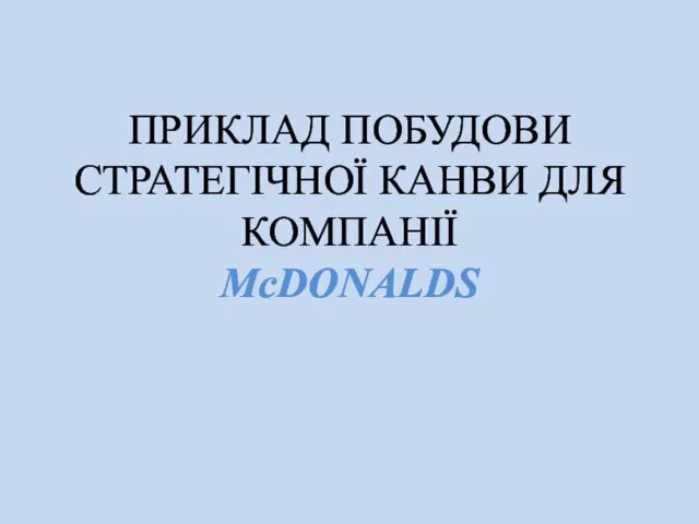 ПРИКЛАД ПОБУДОВИ СТРАТЕГІЧНОЇ КАНВИ ДЛЯ КОМПАНІЇ McDONALDS