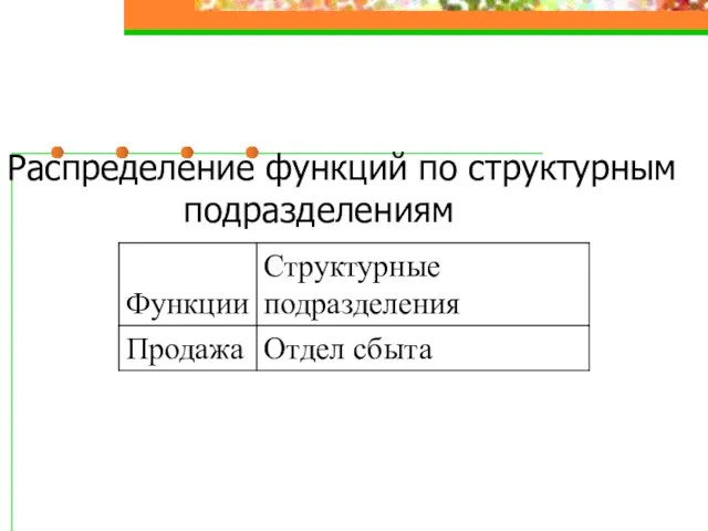 Распределение функций по структурным подразделениям