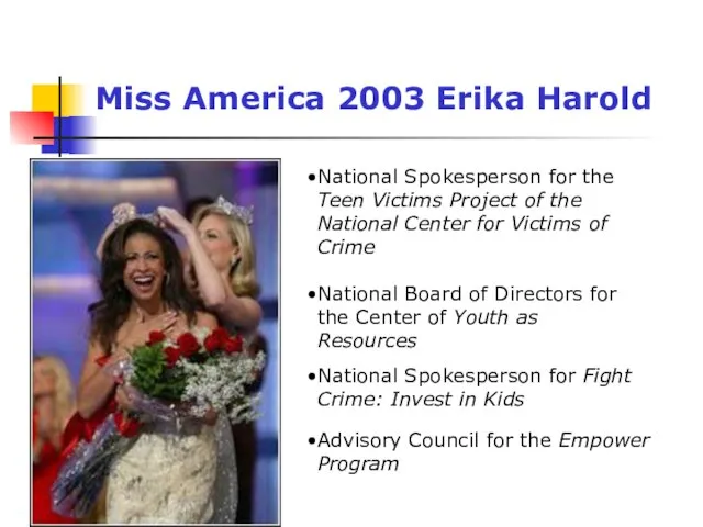 Miss America 2003 Erika Harold