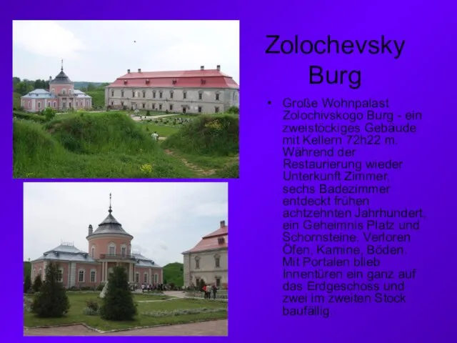 Zolochevsky Burg Große Wohnpalast Zolochivskogo Burg - ein zweistöckiges Gebäude mit Kellern