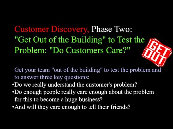 Customer Discovery, Phase Two: "Get Out of the Building" to Test the