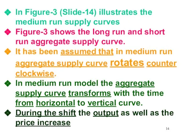 In Figure-3 (Slide-14) illustrates the medium run supply curves Figure-3 shows the