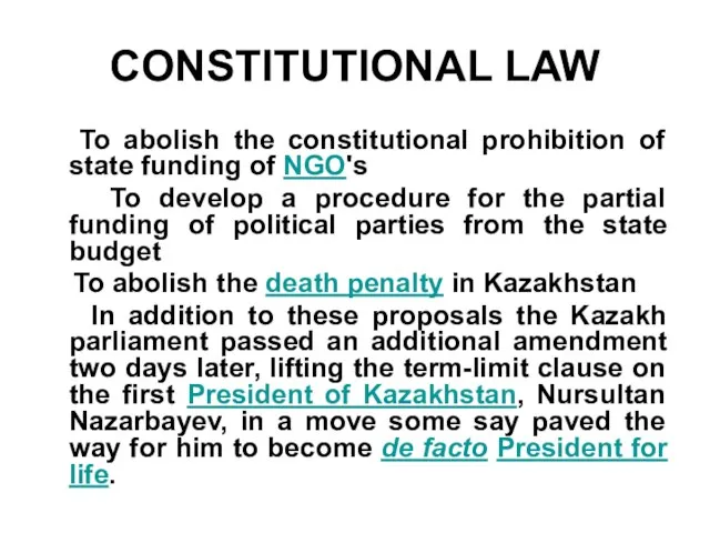 CONSTITUTIONAL LAW To abolish the constitutional prohibition of state funding of NGO's
