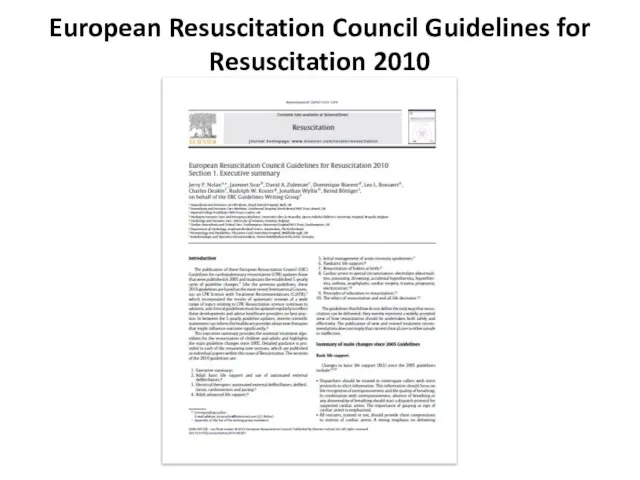 European Resuscitation Council Guidelines for Resuscitation 2010