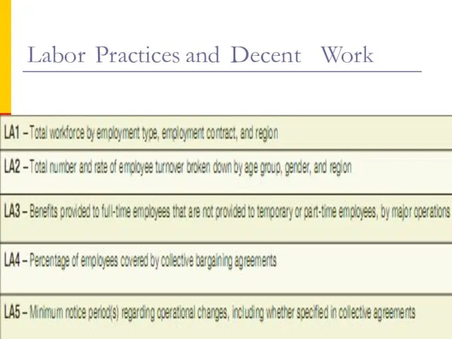 Labor Practices and Decent Work