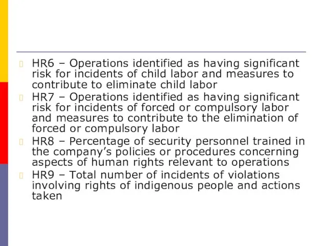HR6 – Operations identified as having significant risk for incidents of child