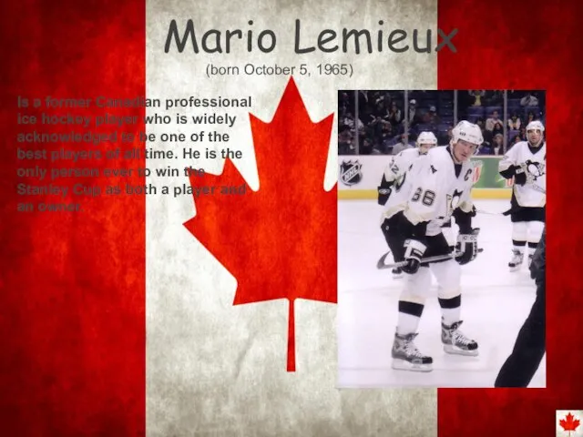 Mario Lemieux Is a former Canadian professional ice hockey player who is