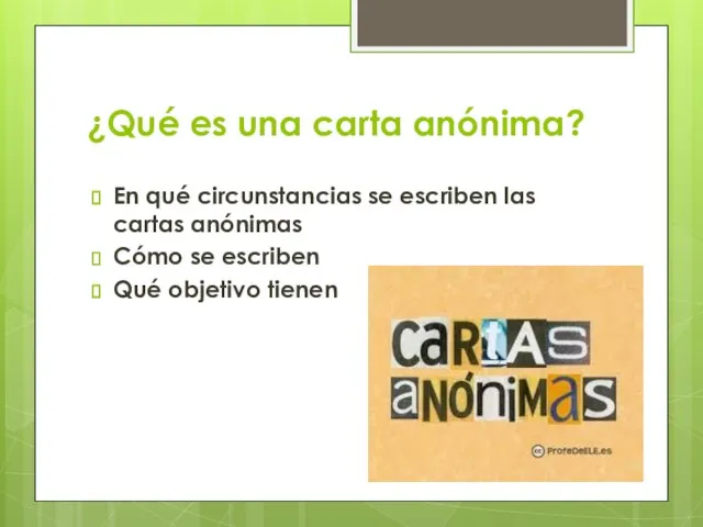 ¿Qué es una carta anónima? En qué circunstancias se escriben las cartas