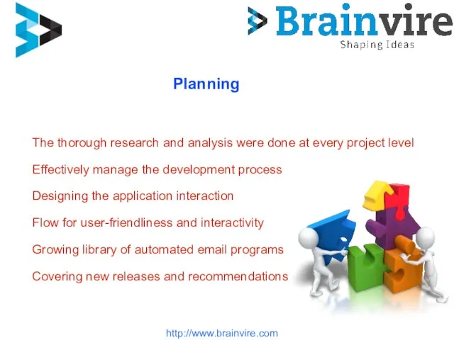 http://www.brainvire.com Planning The thorough research and analysis were done at every project