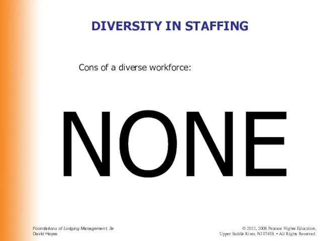 Cons of a diverse workforce: NONE DIVERSITY IN STAFFING