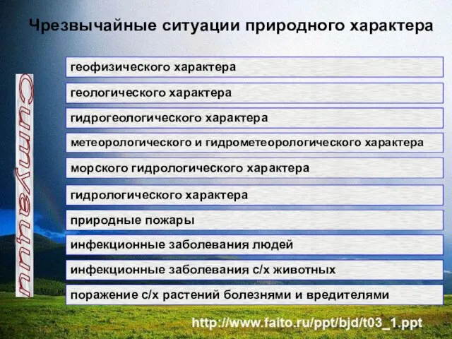 Чрезвычайные ситуации природного характера геофизического характера геологического характера гидрогеологического характера метеорологического и