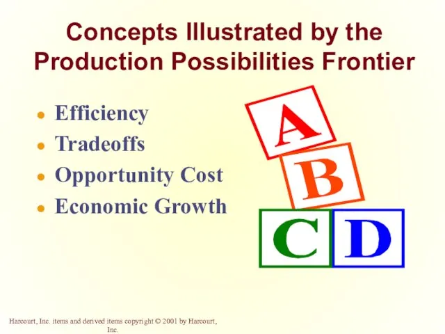 Concepts Illustrated by the Production Possibilities Frontier Efficiency Tradeoffs Opportunity Cost Economic Growth