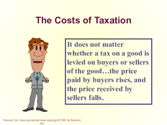 The Costs of Taxation It does not matter whether a tax on