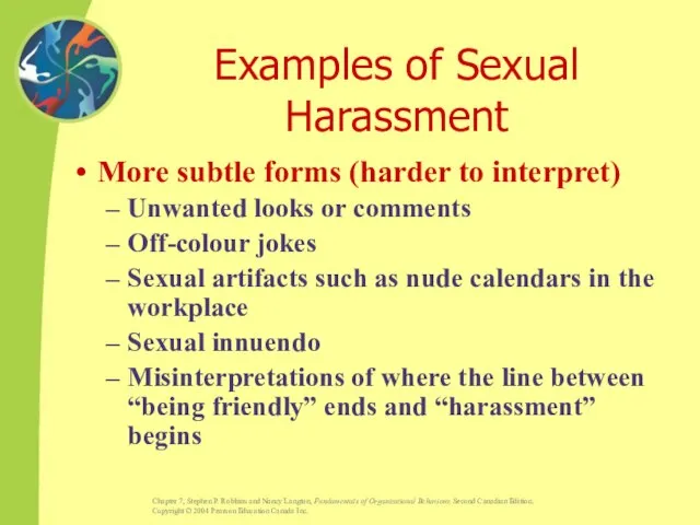 Examples of Sexual Harassment More subtle forms (harder to interpret) Unwanted looks