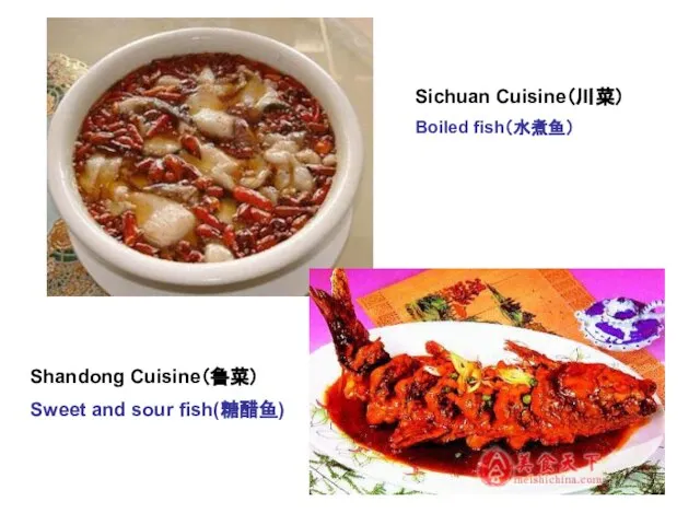 Sichuan Cuisine（川菜） Boiled fish（水煮鱼） Shandong Cuisine（鲁菜） Sweet and sour fish(糖醋鱼)