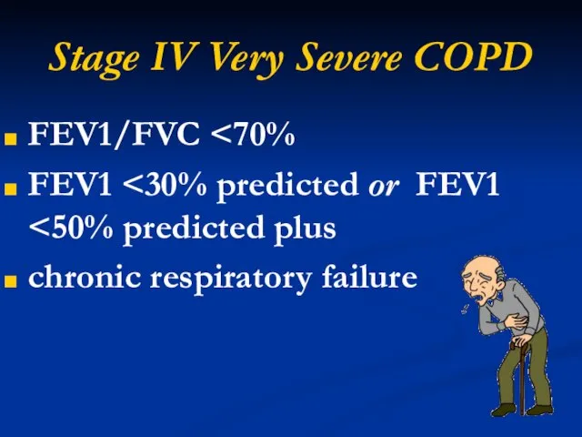 Stage IV Very Severe COPD FEV1/FVC FEV1 chronic respiratory failure