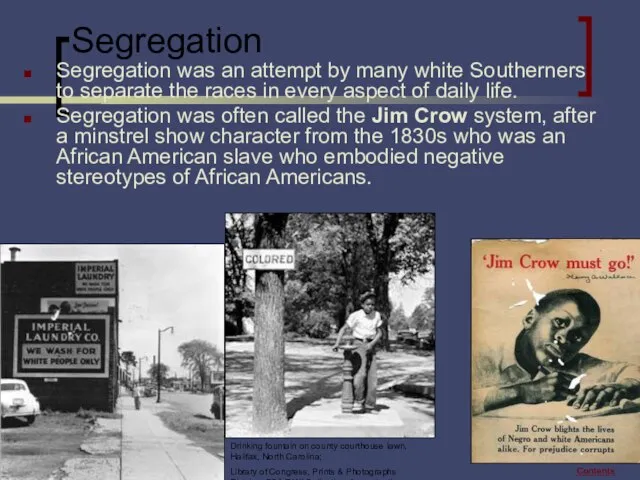 Segregation Segregation was an attempt by many white Southerners to separate the