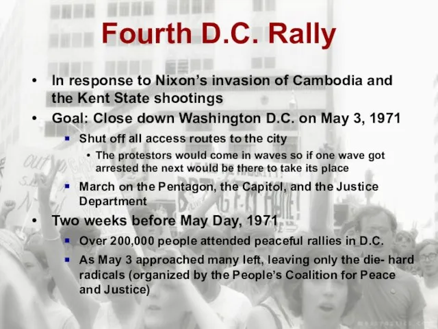 Fourth D.C. Rally In response to Nixon’s invasion of Cambodia and the