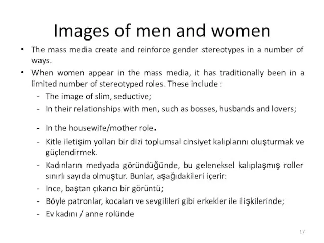 Images of men and women The mass media create and reinforce gender