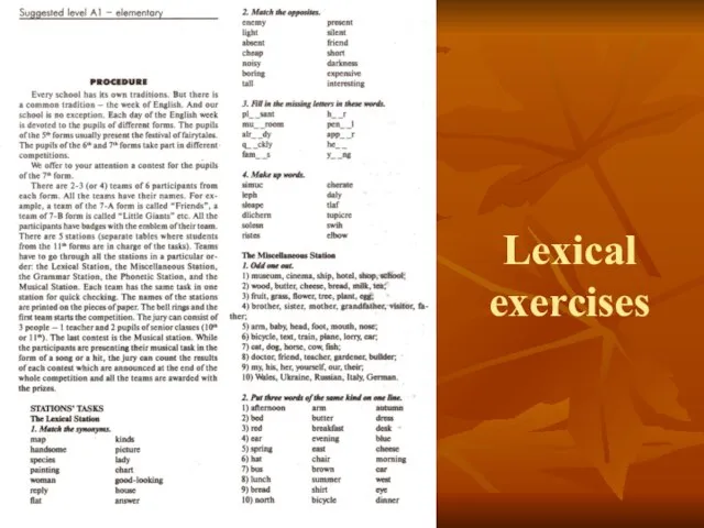 Lexical exercises