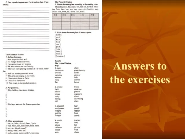 Answers to the exercises