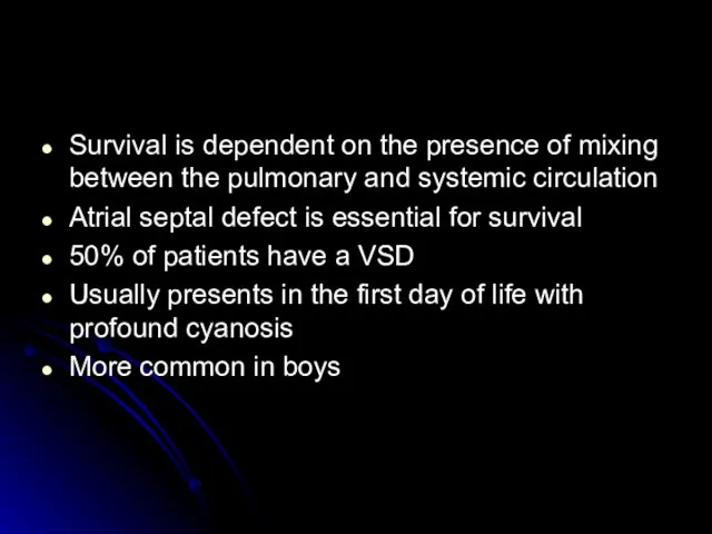 TGA Survival is dependent on the presence of mixing between the pulmonary