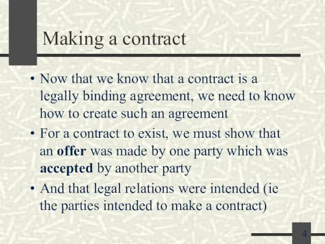Making a contract Now that we know that a contract is a