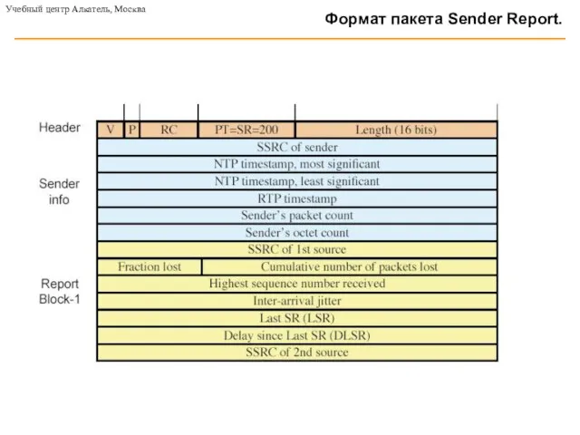 Формат пакета Sender Report. Учебный центр Алкатель, Москва