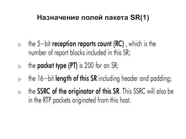 Назначение полей пакета SR(1)