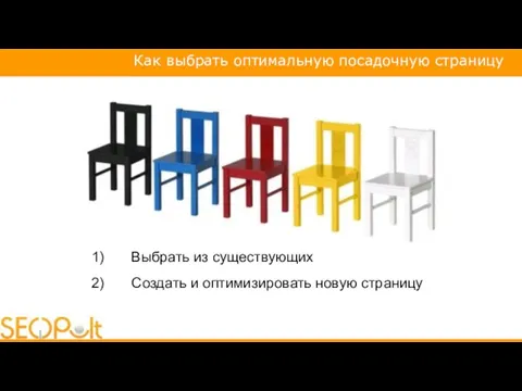 Как правильно выбрать посадочную страницу Выбрать из существующих Создать и оптимизировать новую