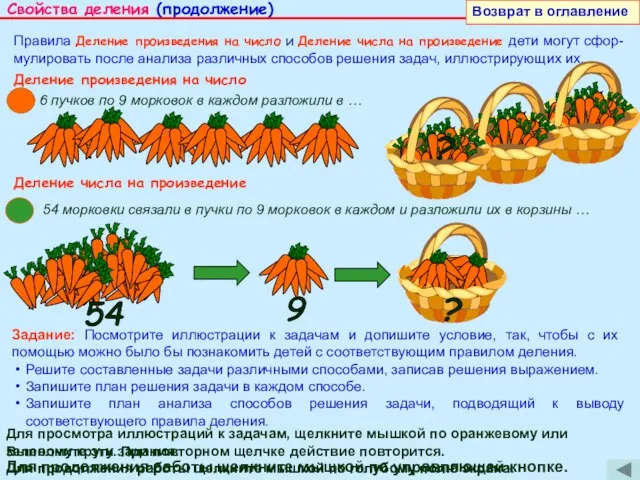 Для продолжения работы щелкните мышкой по управляющей кнопке. Для просмотра иллюстраций к